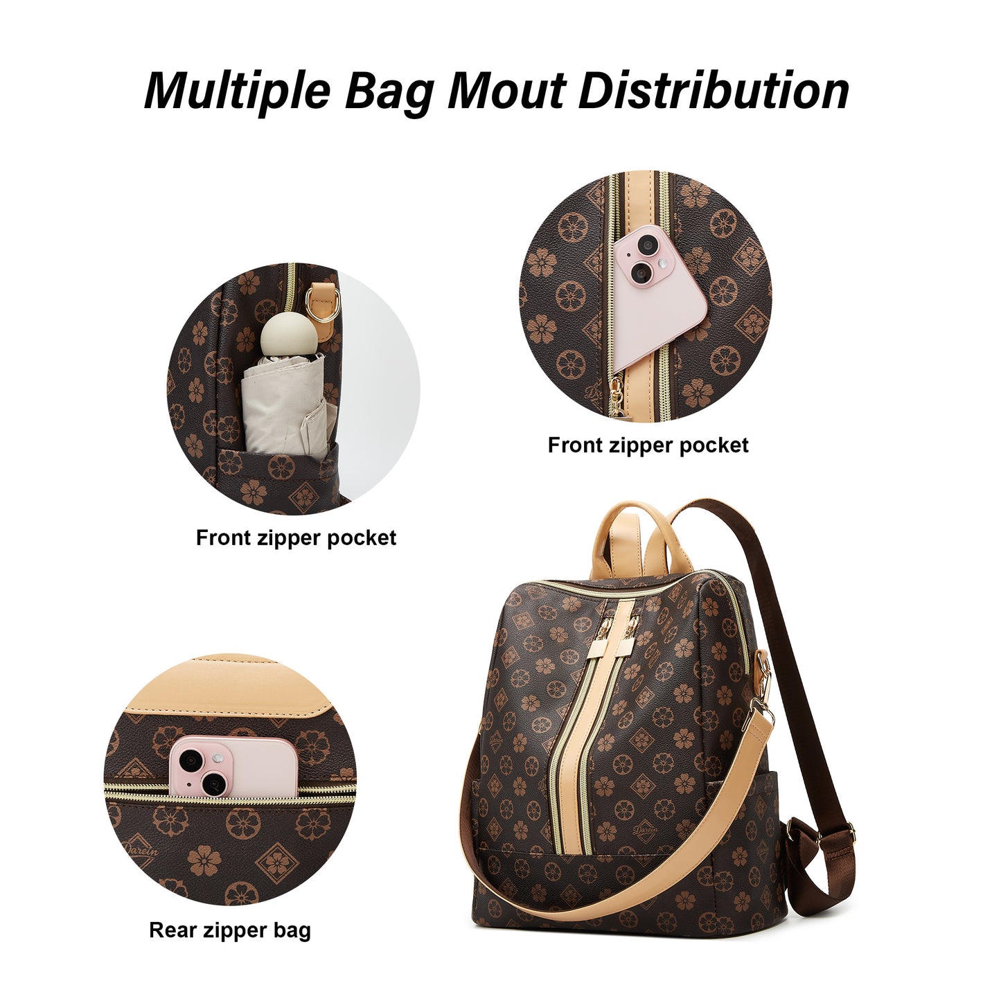 Darein Backpack Purse for Women Teacher Bag Womens Backpacks Leather Travel Backpack Fashion